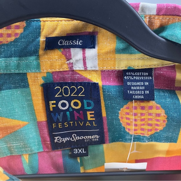 NWT REYN SPPONER X DISNEY Epcot Food Wine Festival 2022 Button Down Shirt 3XL - Picture 3 of 4